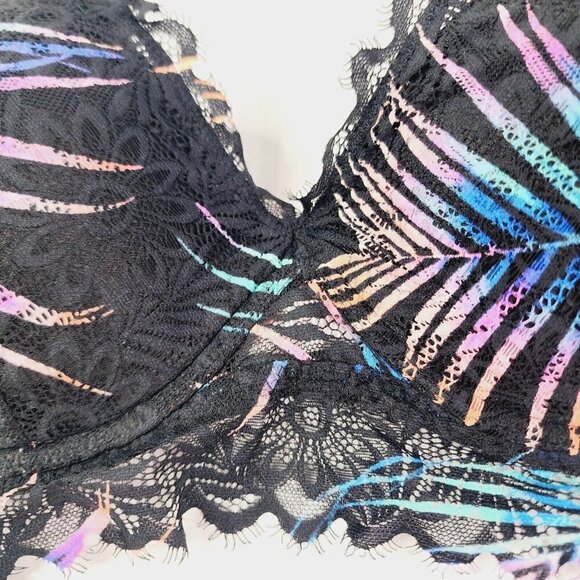 Victoria Secret PINK Bra Lace Bralette Lightly Lined Tropical Neon Bra Halter L - Picture 5 of 11